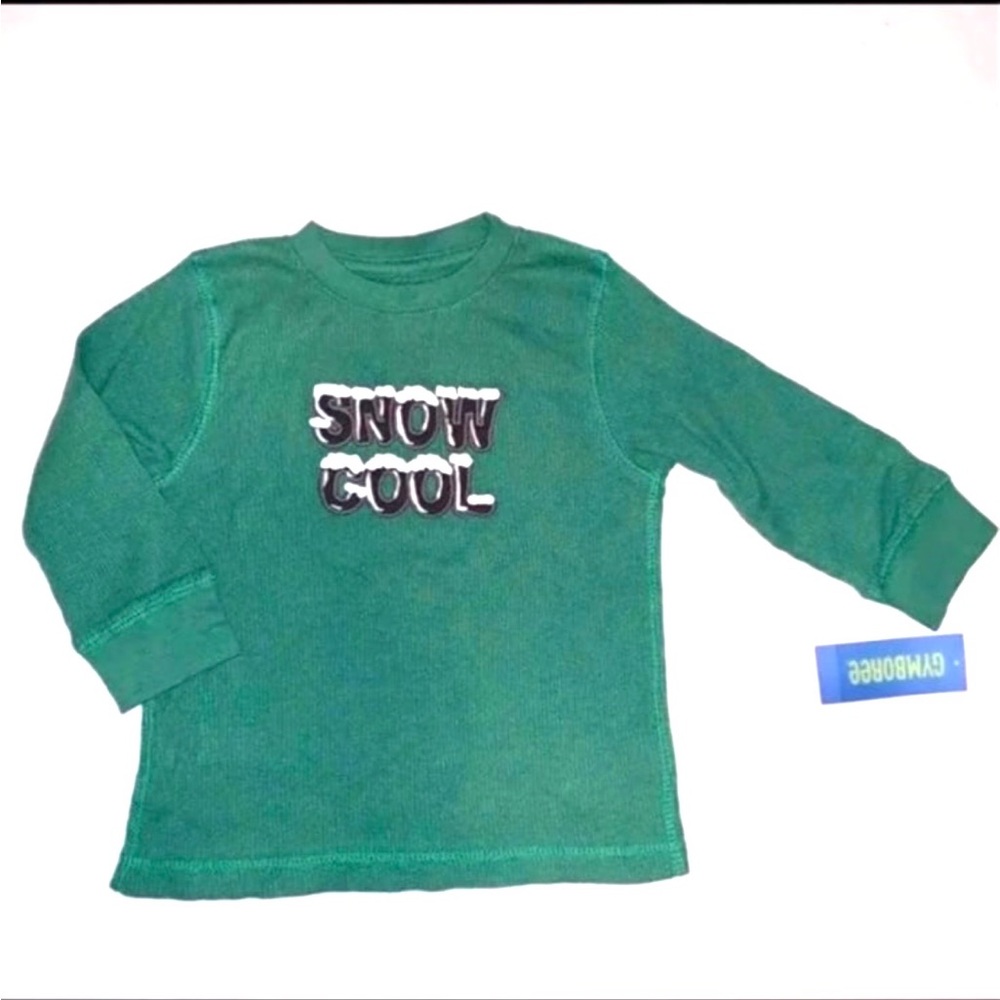 Boys New NWT Gymboree Waffle Thermal Green Top Winter Christmas Shirt 2T